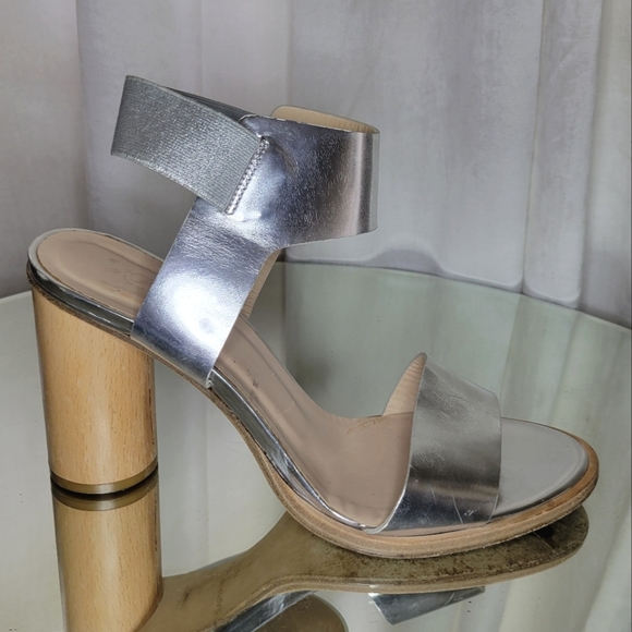 COS Silver Sandals with Wooden Heel - Picture 2 of 9